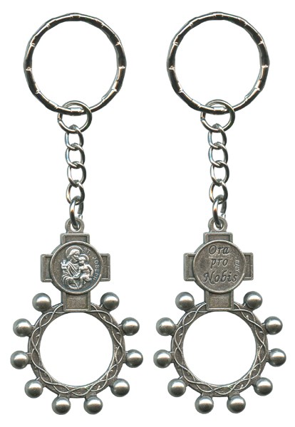 St.Joseph and Ora Pro Nobis (Pray for Us) Basco Rosary Ring Keychain