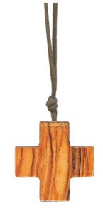 Olive Wood Pendant Cross 3D