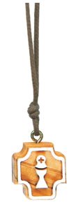 Olive Wood Cross with Border and Chalice