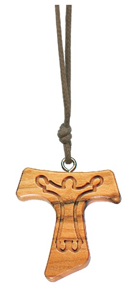 Olive Wood Tau Crucifix