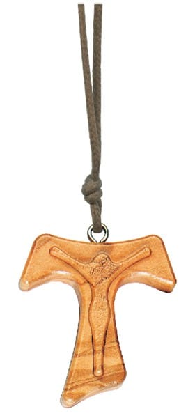 Olive Wood Tau Crucifix