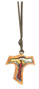 Olive Wood Tau Cross with Resin 3 Hands Inlay