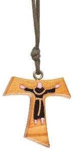 Olive Wood Tau Cross with St.Francis