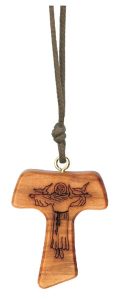 Olive Wood Tau Cross with St.Francis