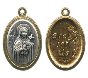 St.Therese / Pray for Us Two Toned Oval Medal