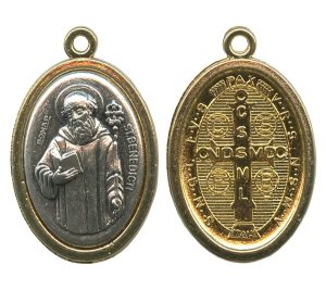St.Benedict Two Toned Oval Medal