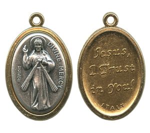 Divine Mercy / Jesus I Trust in You Two Toned Oval Medal