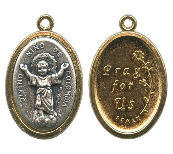 Divino Nino / Pray for Us Two Toned Oval Medal