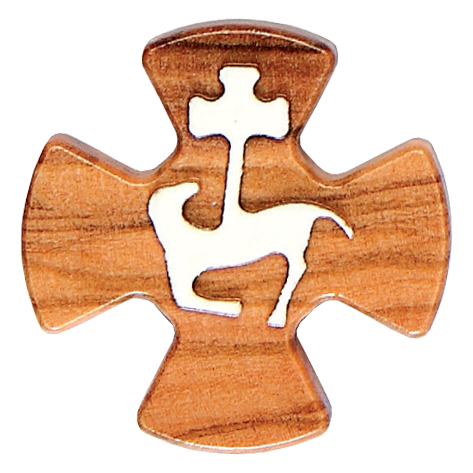 Olive Wood Cross with Lamb 3.5 cm - 1.3/8" - with string
