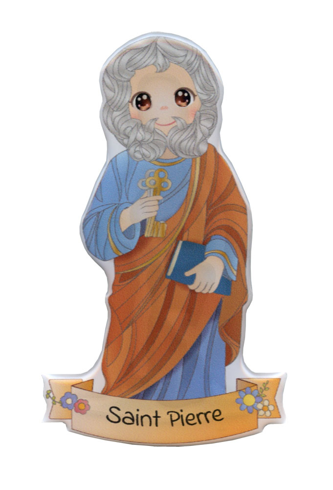 Saint Peter religious magnet with adhesive back, Made in Italy