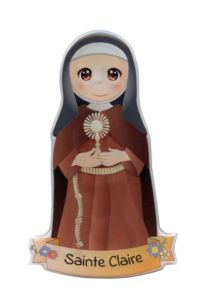 Saint Clare religious magnet with adhesive back, Made in Italy