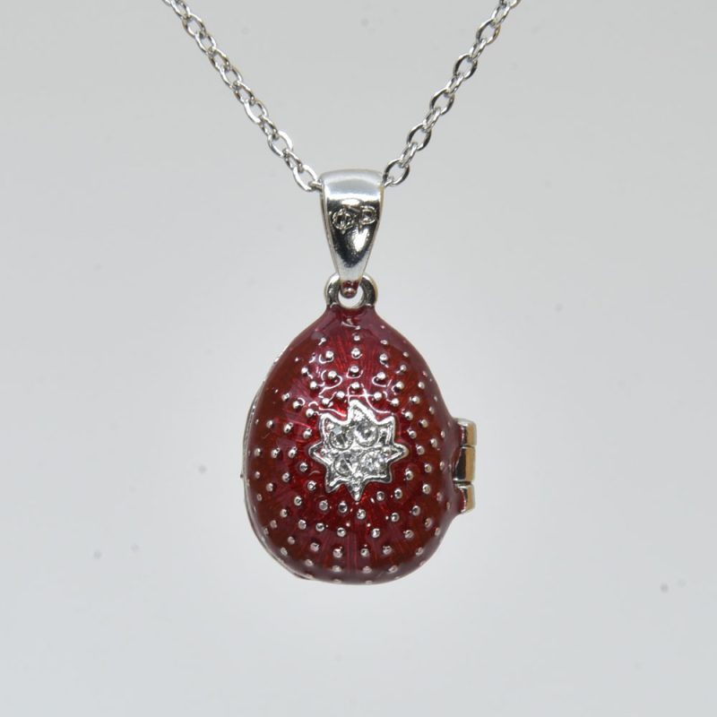 Alternative view of Ruby Mini locket egg pendant+chain - Gift boxed - Code: LFA-10