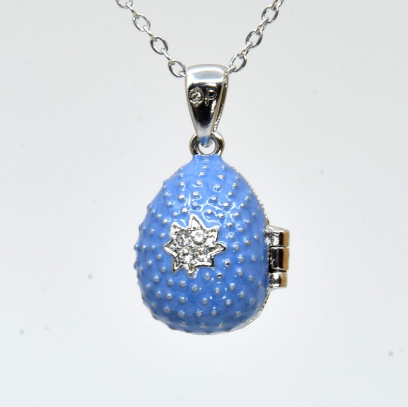 Alternative view of Sapphire Mini locket egg pendant+chain - Gift boxed - Code: LFA-11
