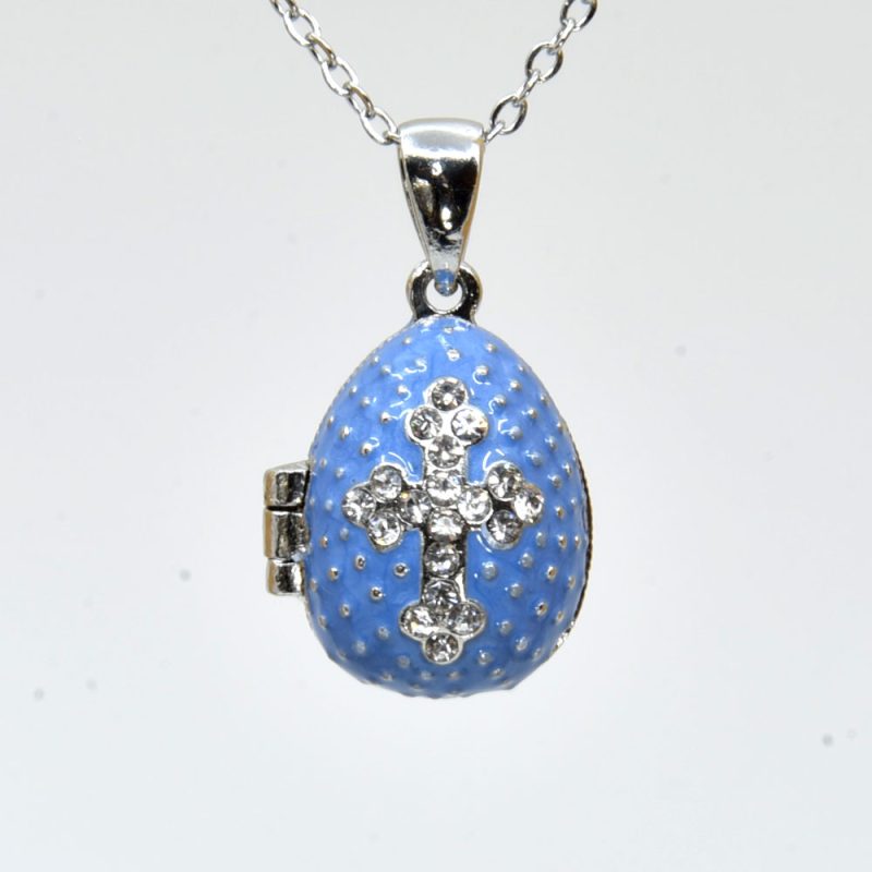Sapphire Mini locket egg pendant+chain - Gift boxed - Code: LFA-11
