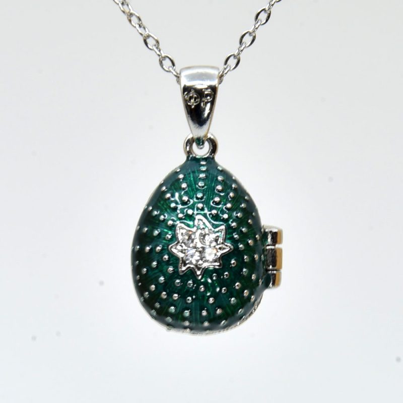 Alternative view of Emerald Mini locket egg pendant+chain - Gift boxed - Code: LFA-17