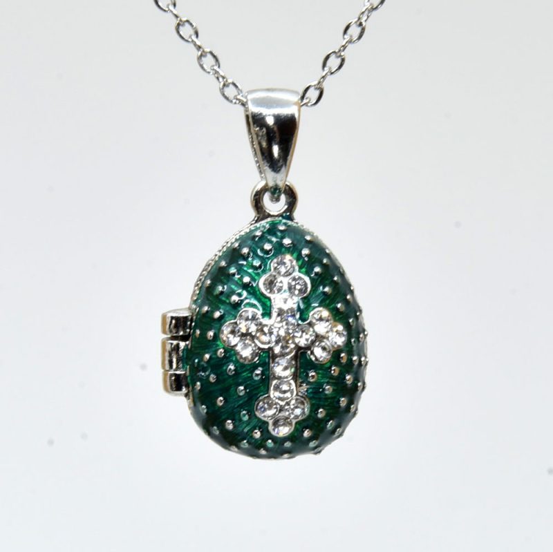 Emerald Mini locket egg pendant+chain - Gift boxed - Code: LFA-17