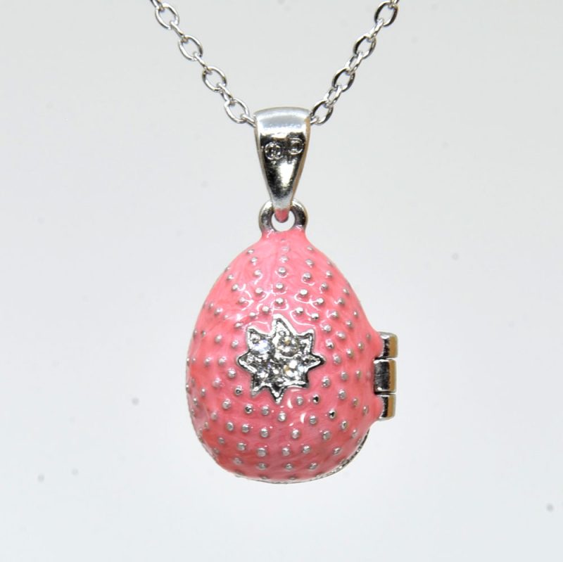 Alternative view of Pink Mini locket egg pendant+chain - Gift boxed - Code: LFA-6