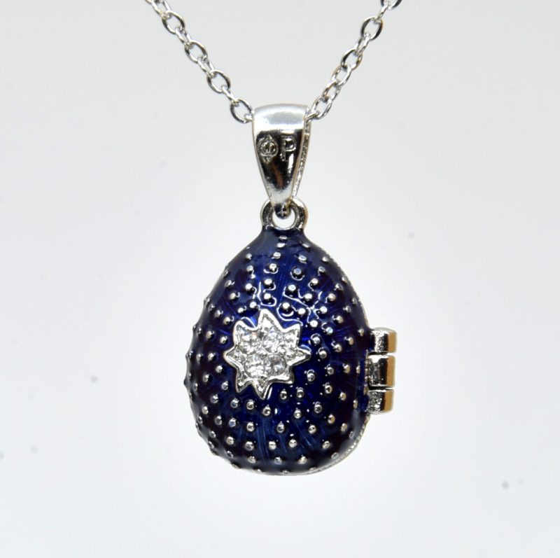 Alternative view of Cobalt Mini locket egg pendant+chain - Gift boxed - Code: LFA-8