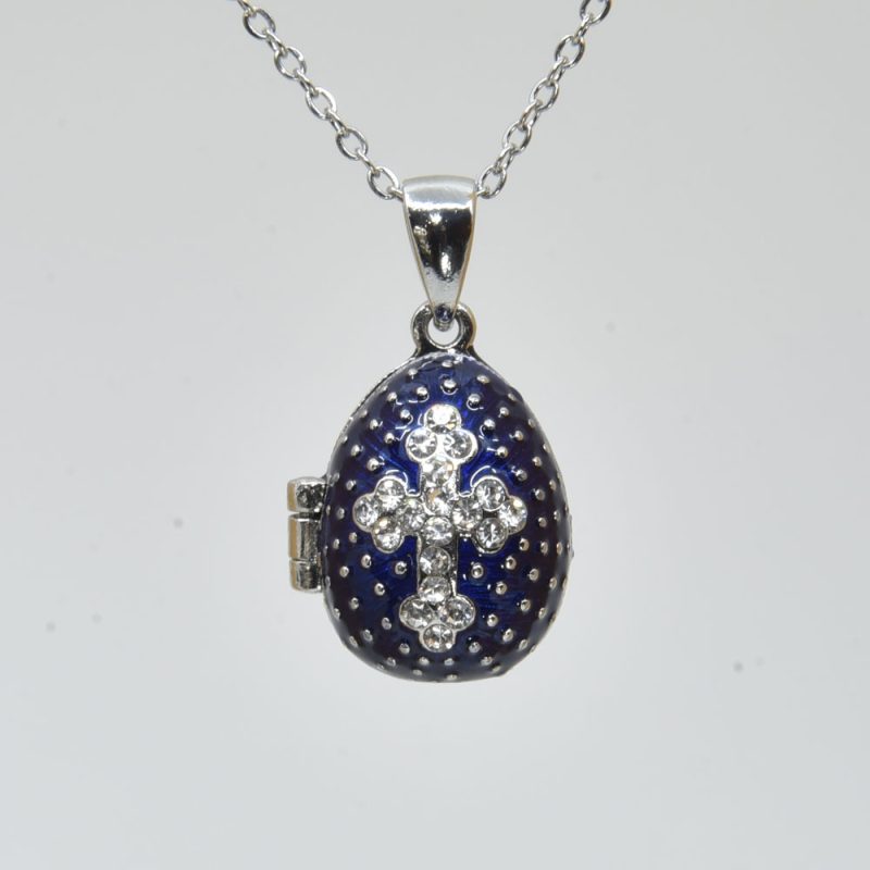 Cobalt Mini locket egg pendant+chain - Gift boxed - Code: LFA-8