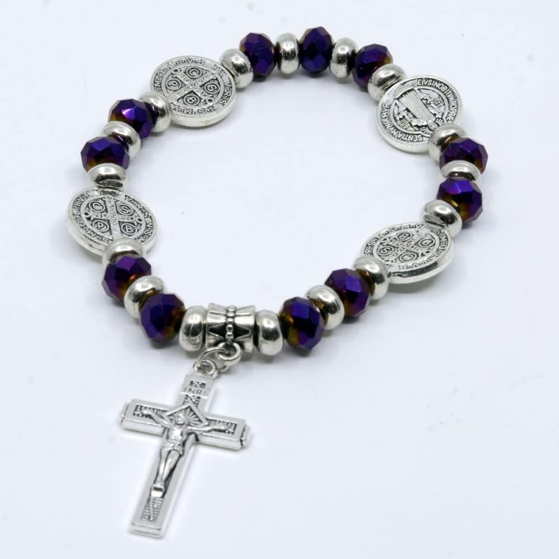 Alternative view of St.Benedict's Elastic Rosary Bracelet - Code RBH7951-16 minimum purchase 4pcs.