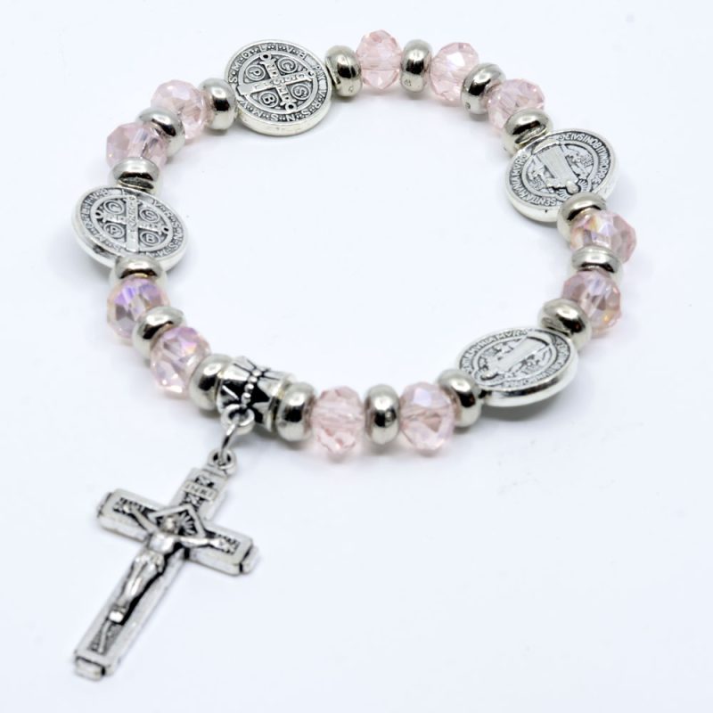 Alternative view of St.Benedict's Elastic Rosary Bracelet - Code RBH7951-6 minimum purchase 4pcs.