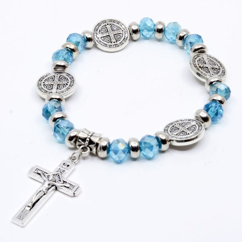 Alternative view of St.Benedict's Elastic Rosary Bracelet - Code RBH7951-7 minimum purchase 4pcs.