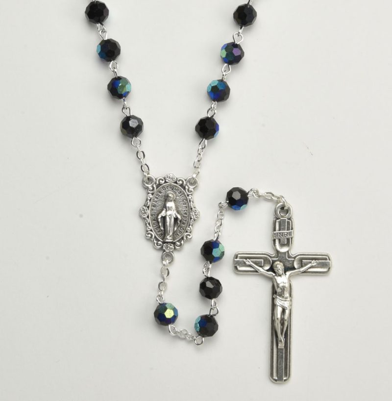 Fire polished Crystal Rosary with Aurora Borealis - Code RCL820A-12 - minimum purchase 4 pcs.