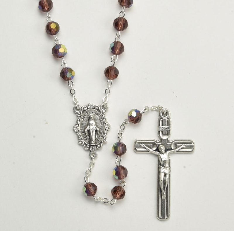 Fire polished Crystal Rosary with Aurora Borealis - Code RCL820A-16 - minimum purchase 4 pcs.