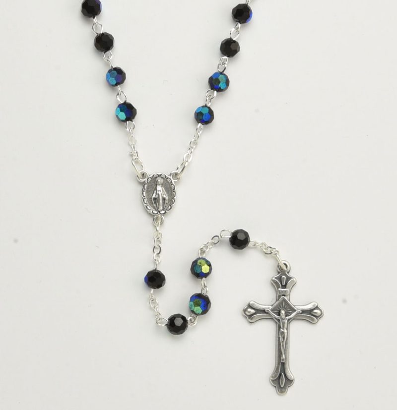 Fire polished Crystal Rosary with Aurora Borealis - Code RCT364A-12 - minimum purchase 4 pcs.