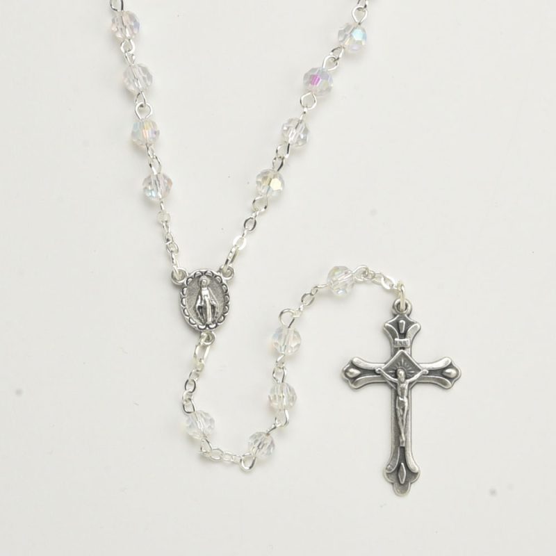 Fire polished Crystal Rosary with Aurora Borealis - Code RCT364A-15 - minimum purchase 4 pcs.