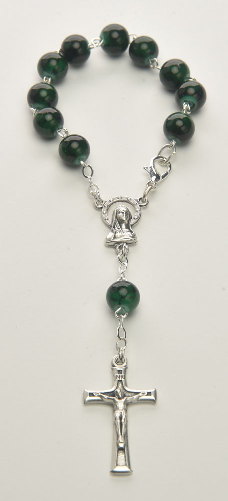 Moonstone Emerald decade rosary - Code: RD8Lume-17L - minimum purchase 4 pcs.