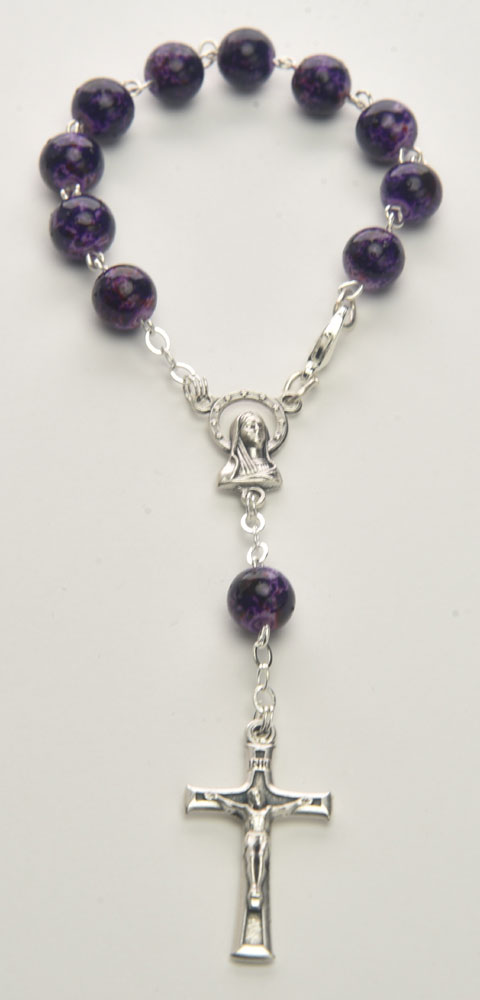 Moonstone Purple decade rosary - Code: RD8Lume-29L - minimum purchase 4 pcs.