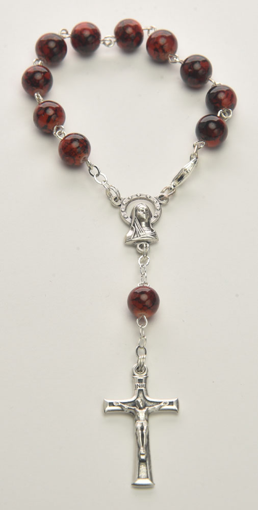 Moonstone Dark red decade rosary - Code: RD8Lume-30L - minimum purchase 4 pcs