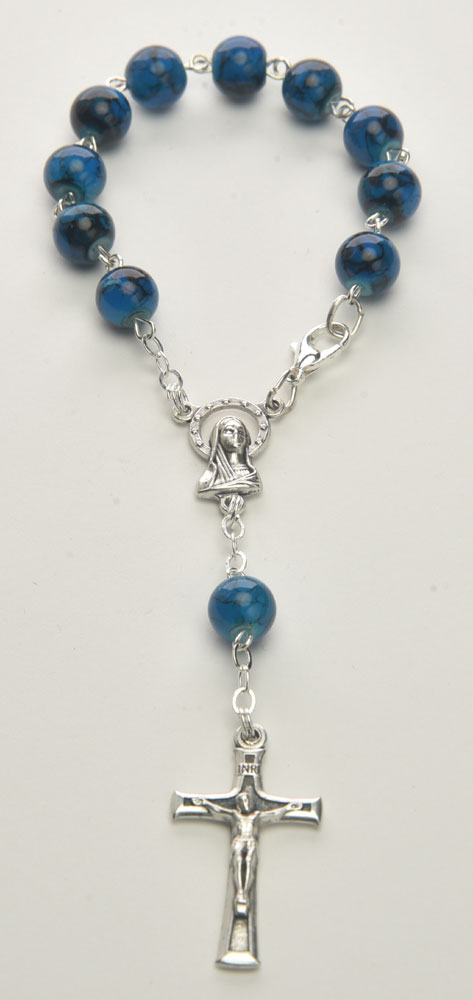 Moonstone Cobalt decade rosary - Code: RD8Lume-8L - minimum purchase 4 pcs.