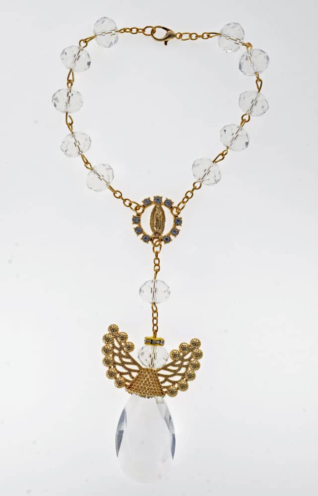 Decade rosary with Angel pendant - Code RDH8011G - Minimum purchase 4 pcs.
