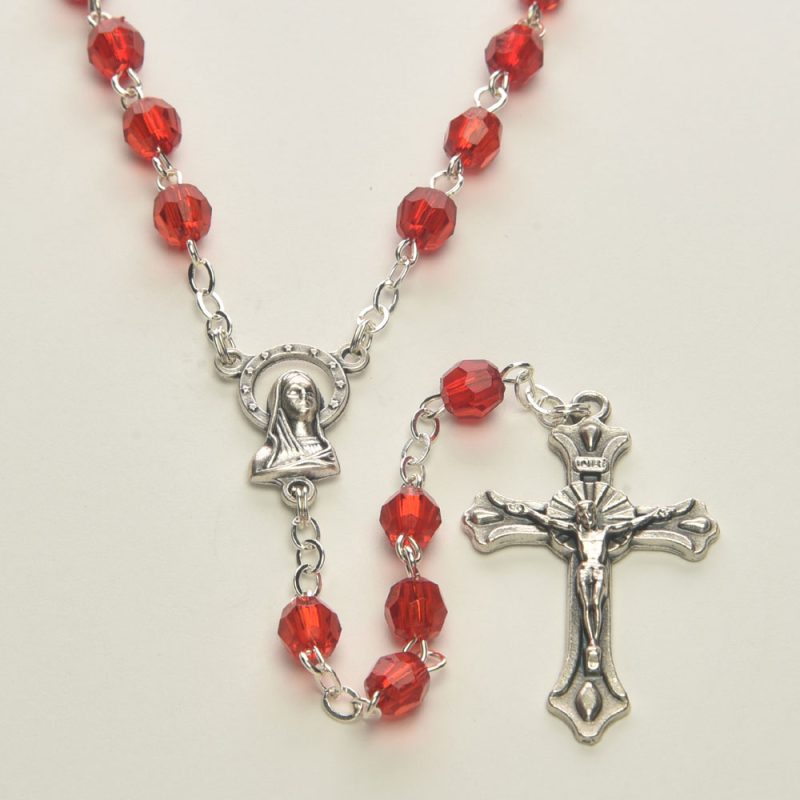 Ruby Acrylic Crystal Rosary - Code: RL6L-10 - minimum order 3pcs.