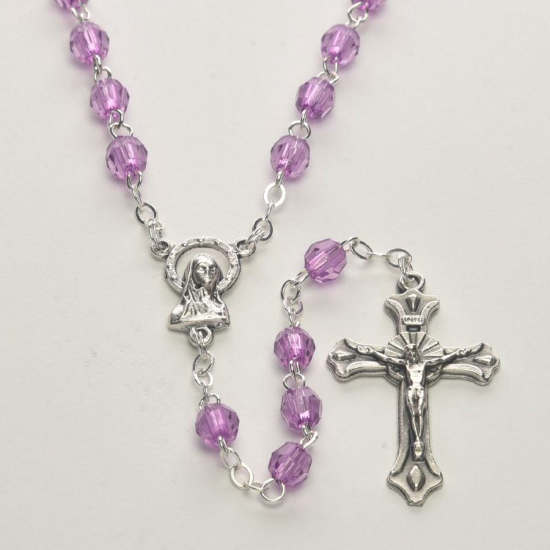Amethyst Acrylic Crystal Rosary - Code: RL6L-16 - minimum order 3pcs.