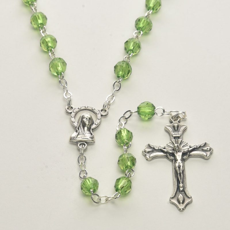 Peridot Acrylic Crystal Rosary - Code: RL6L-18 - minimum order 3pcs.