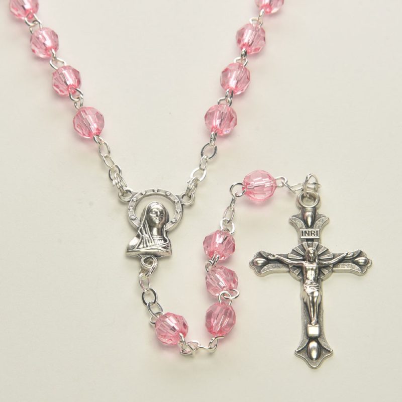 Pink Acrylic Crystal Rosary - Code: RL6L-6 - minimum order 3pcs.