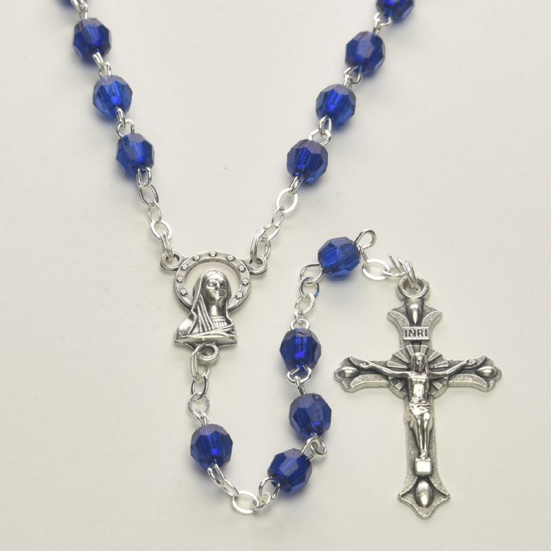 Cobalt Acrylic Crystal Rosary - Code: RL6L-8 - minimum order 3pcs.