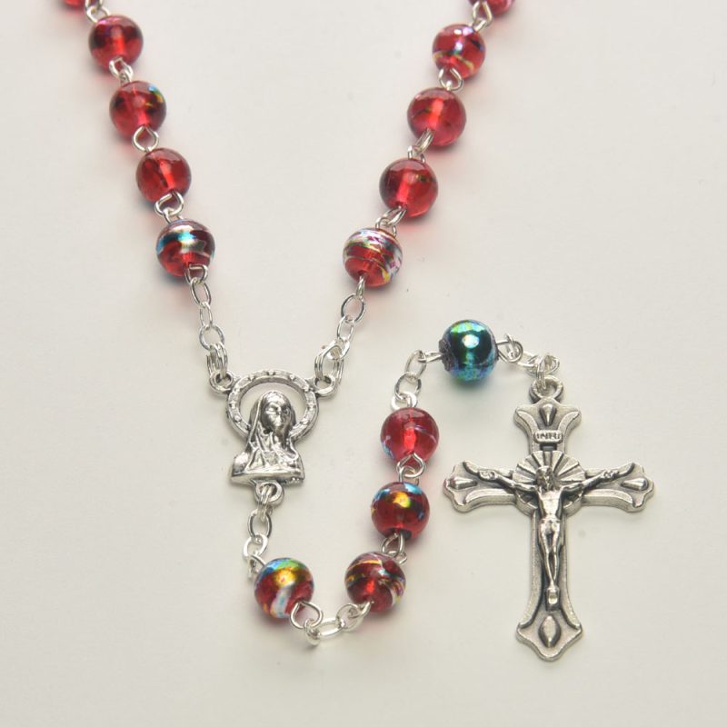 (Glass) Moonstone Rosary gold striped - Code RM52TS-10L - minimum purchase 4 pcs.