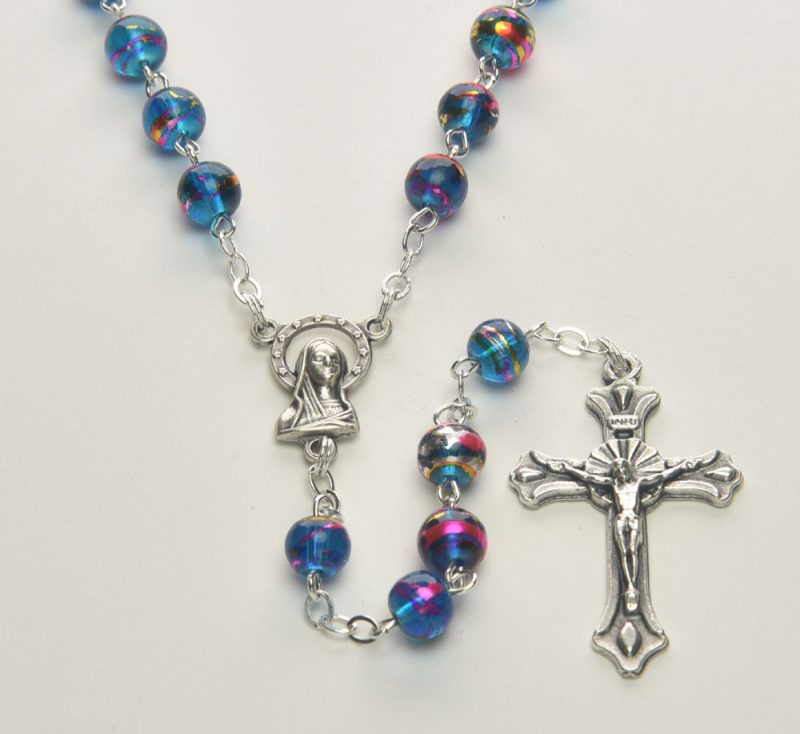 (Glass) Moonstone Rosary gold striped - Code RM52TS-11L - minimum purchase 4 pcs.