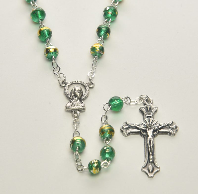 (Glass) Moonstone Rosary gold striped - Code RM52TS-17L - minimum purchase 4 pcs.