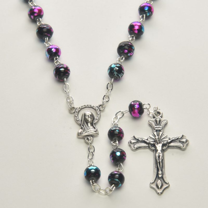 (Glass) Moonstone Rosary gold striped - Code RM52TS-3L - minimum purchase 4 pcs.