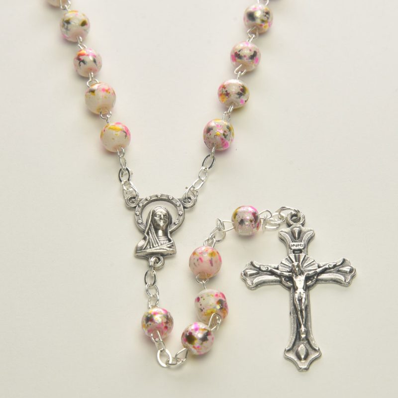 (Glass) Moonstone Rosary gold striped - Code RM52TS-4L - minimum purchase 4 pcs.