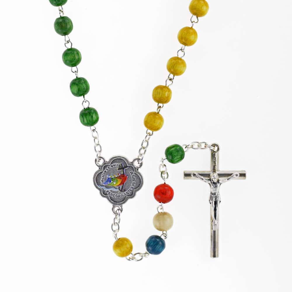 "Missionary Jubilee Rosary with colored wood beads and crucifix – RW9-MISS JUB"