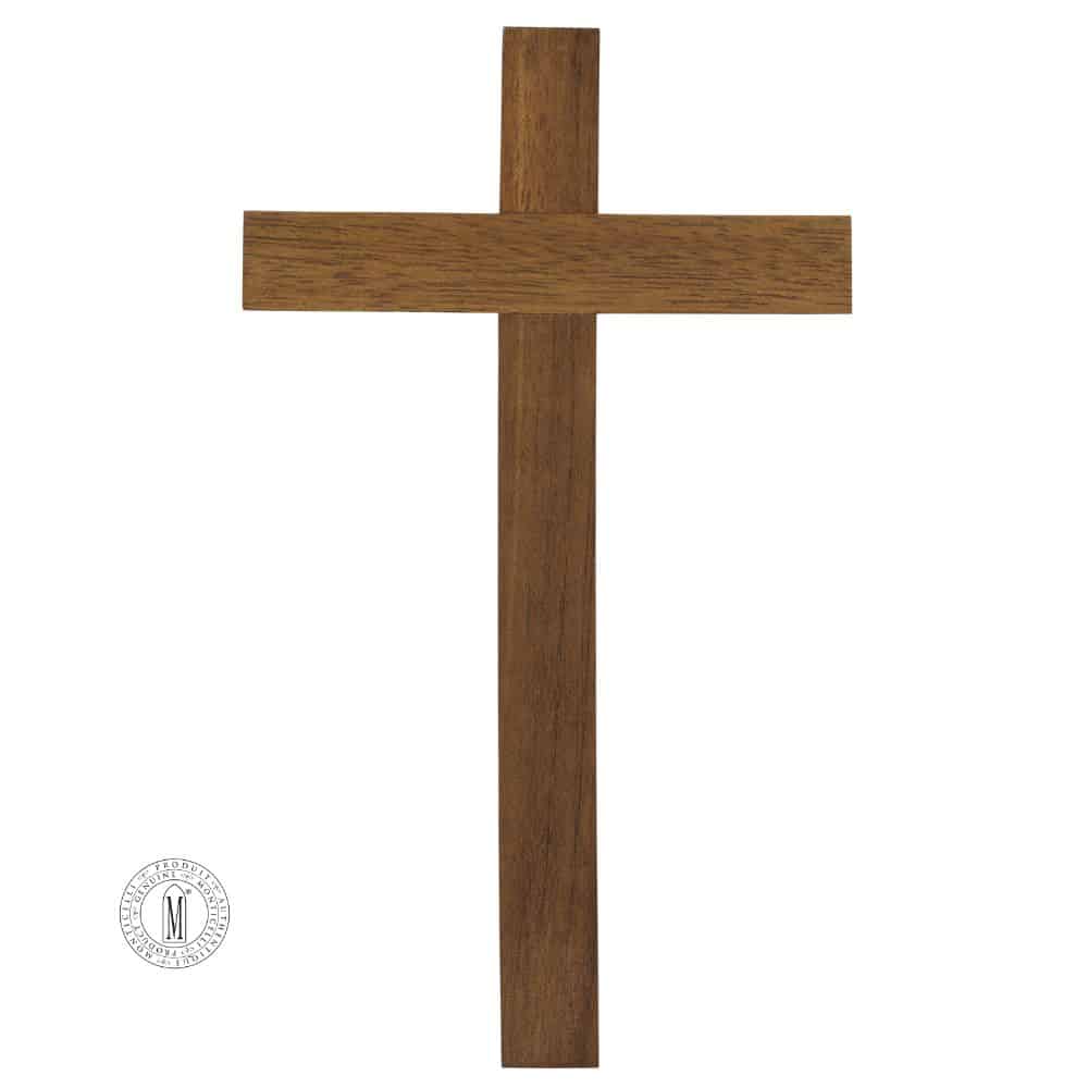 Simple wooden wall cross with traditional straight-line design, handcrafted with smooth natural finish