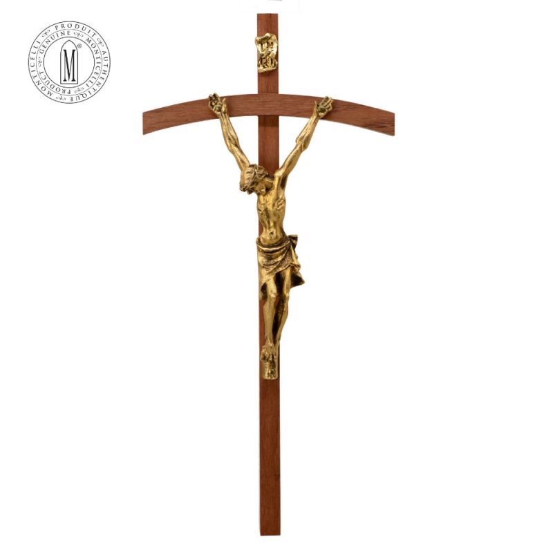 Kevazingo Wood Crucifix 25 cm Gold-Plated Pewter Corpus Made in Italy