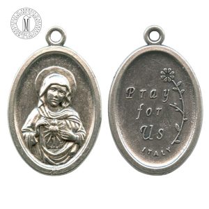 MB55E - Immaculate Heart of Mary Medal (IHM), Oxidized Metal, 22 mm (7/8"), Made in Italy