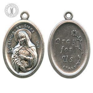 MB67E - St. Catherine Medal, Oxidized Metal, 22 mm (7/8"), Made in Italy
